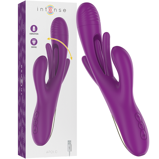 INTENSE - APOLO vibromasseur multifonction rechargeable 7 vibrations avec langue oscillante violet