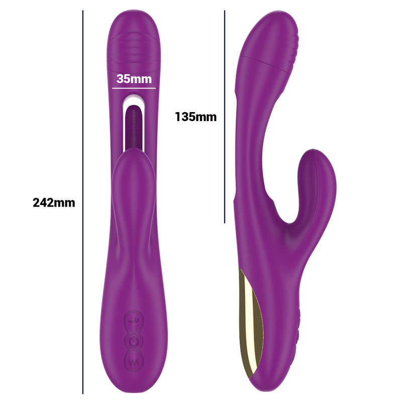 INTENSE - APOLO vibromasseur multifonction rechargeable 7 vibrations avec langue oscillante violet