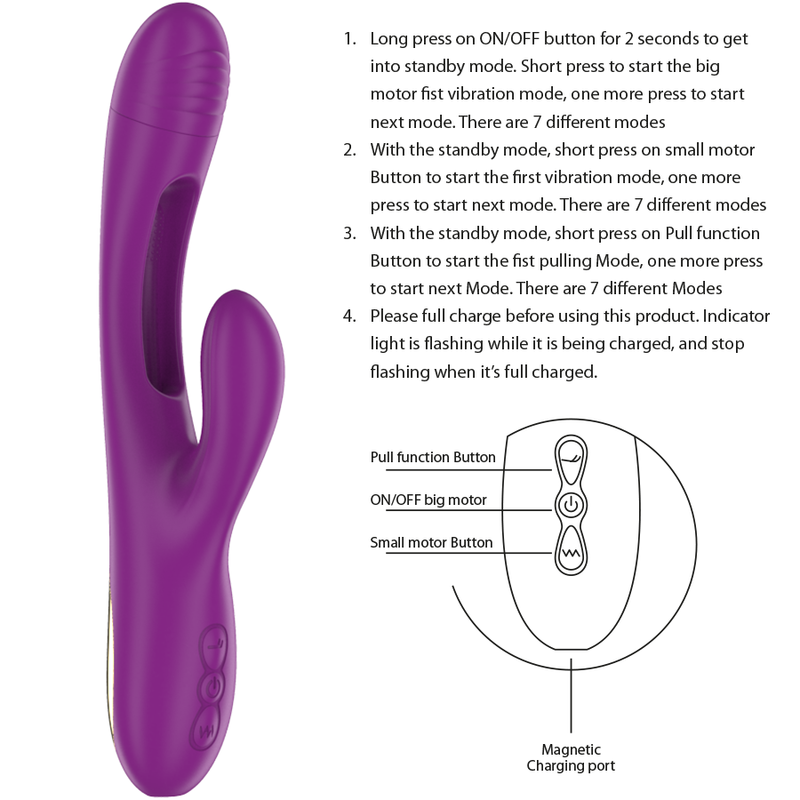 INTENSE - APOLO vibromasseur multifonction rechargeable 7 vibrations avec langue oscillante violet