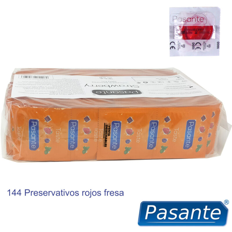 PASANTE - PRÉSERVATIFS SAVEUR FRAISE BOITE 144 UNITÉS