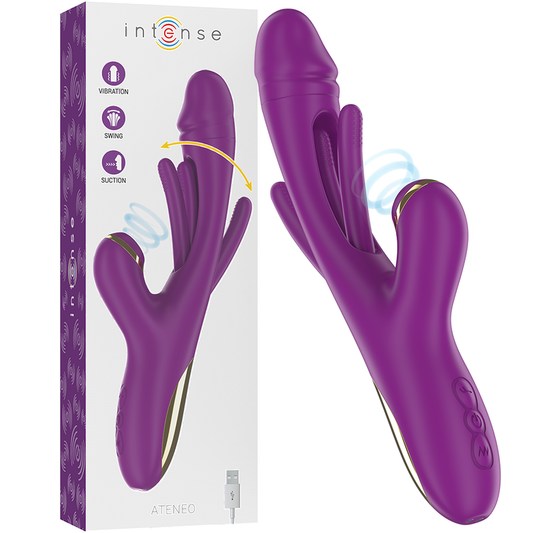 INTENSE - ATENEO vibromasseur multifonction rechargeable 7 vibrations avec langue oscillante et succion violet