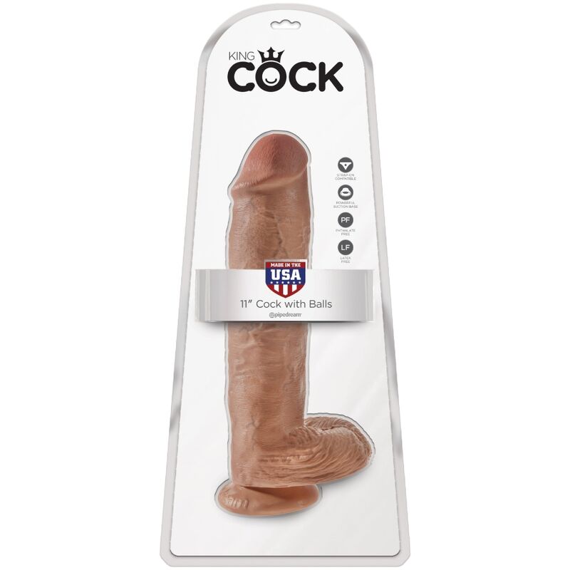 KING COCK - pénis réaliste avec testicules 22.6 cm caramel