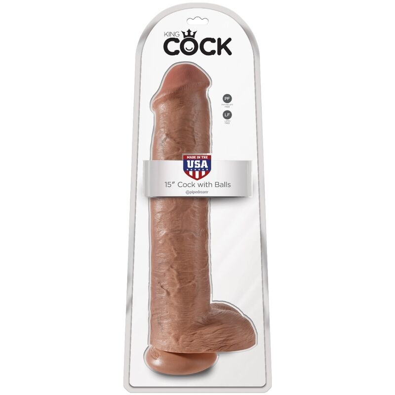 KING COCK - pénis réaliste avec testicules 34.2 cm caramel