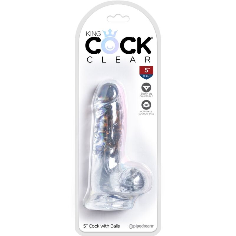 KING COCK - CLEAR pénis réaliste avec testicules 10.1 cm transparent