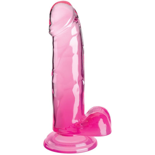 KING COCK - CLEAR pénis réaliste avec testicules 15.2 cm rose