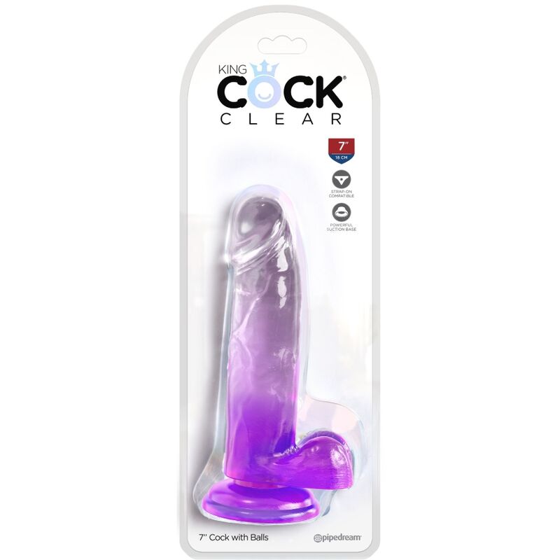 KING COCK - CLEAR pénis réaliste avec testicules 15.2 cm violet