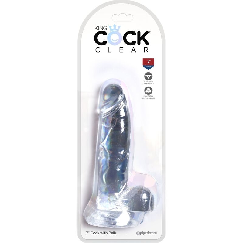 KING COCK - CLEAR pénis réaliste avec testicules 15.2 cm transparent