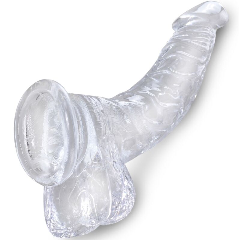 KING COCK - CLEAR pénis courbé réaliste avec testicules 16.5 cm transparent