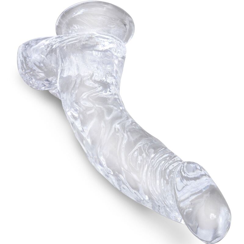 KING COCK - CLEAR pénis courbé réaliste avec testicules 16.5 cm transparent