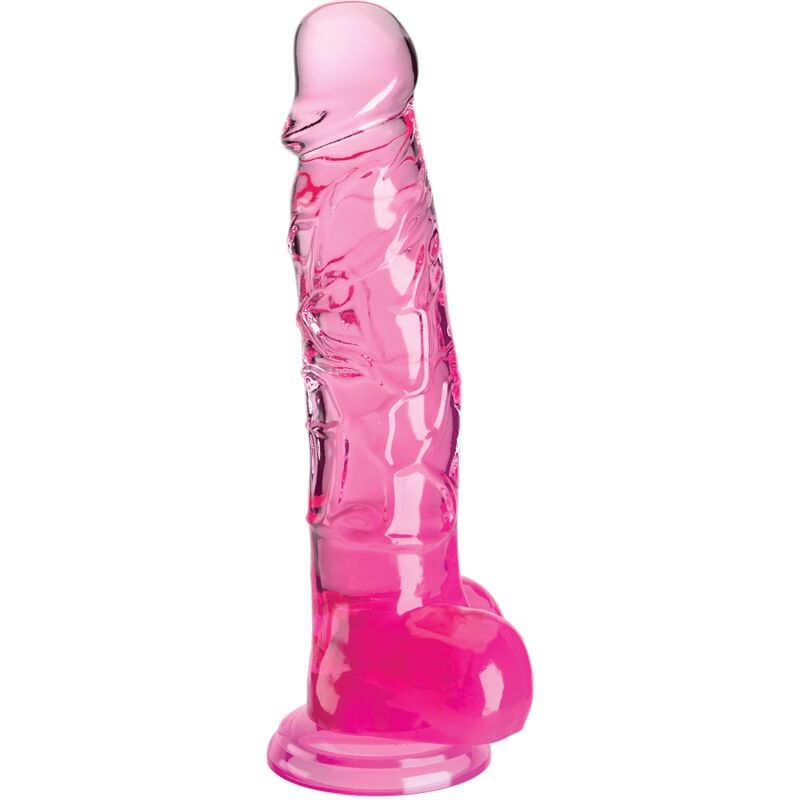 KING COCK - CLEAR pénis réaliste avec testicules 16.5 cm rose