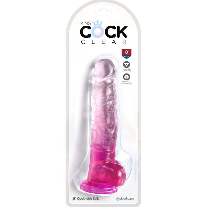 KING COCK - CLEAR pénis réaliste avec testicules 16.5 cm rose