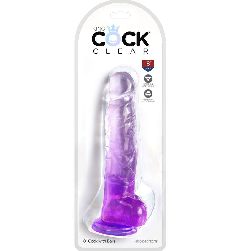 KING COCK - CLEAR pénis réaliste avec testicules 16.5 cm violet