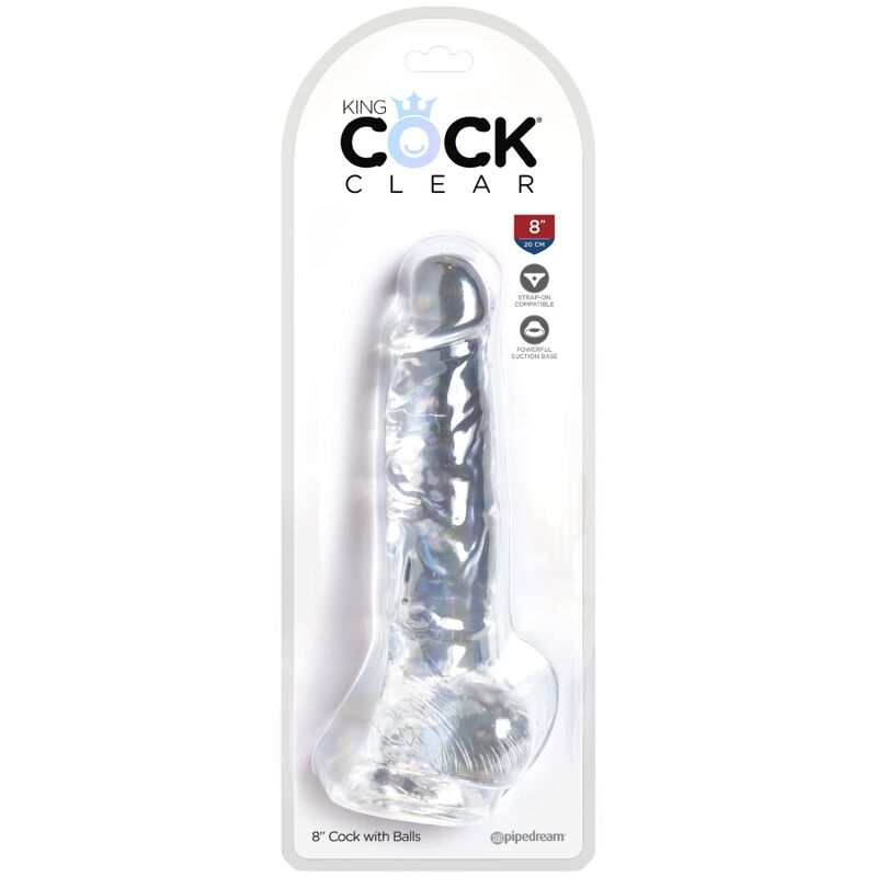 KING COCK - CLEAR pénis réaliste avec testicules 16.5 cm transparent