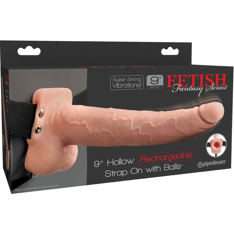 FETISH FANTASY SERIES - harnais réglable pénis réaliste avec balles rechargeables et vibromasseur 23 cm