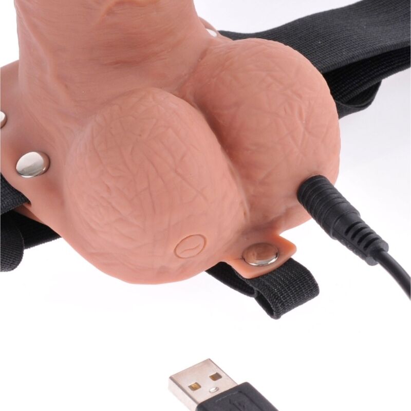 FETISH FANTASY SERIES - harnais réglable pénis réaliste avec balles rechargeables et vibromasseur 17,8 cm