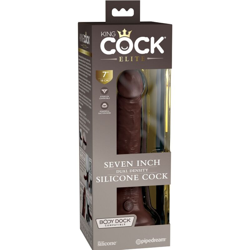 KING COCK - ELITE gode réaliste en silicone 17.8 cm marron