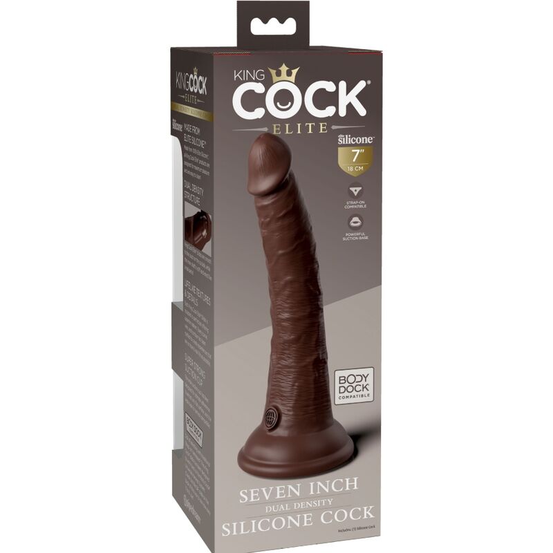 KING COCK - ELITE gode réaliste en silicone 17.8 cm marron