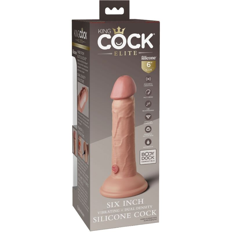 KING COCK - ELITE gode réaliste vibrant & silicone 15.2 cm