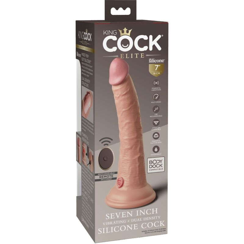 KING COCK - ELITE vibromasseur gode réaliste & télécommandé en silicone 17.8 cm