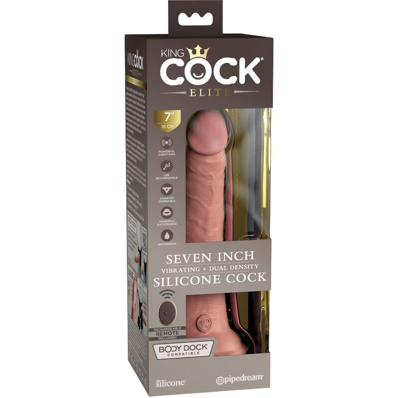 KING COCK - ELITE vibromasseur gode réaliste & télécommandé en silicone 17.8 cm