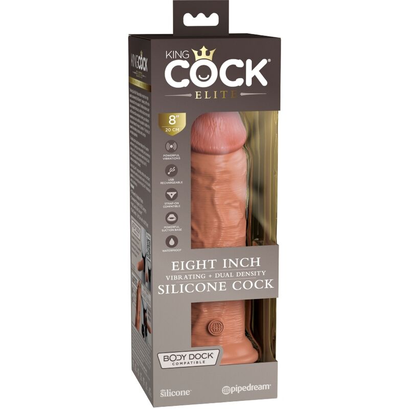 KING COCK - ELITE gode réaliste vibrant & silicone 20.3 cm caramel