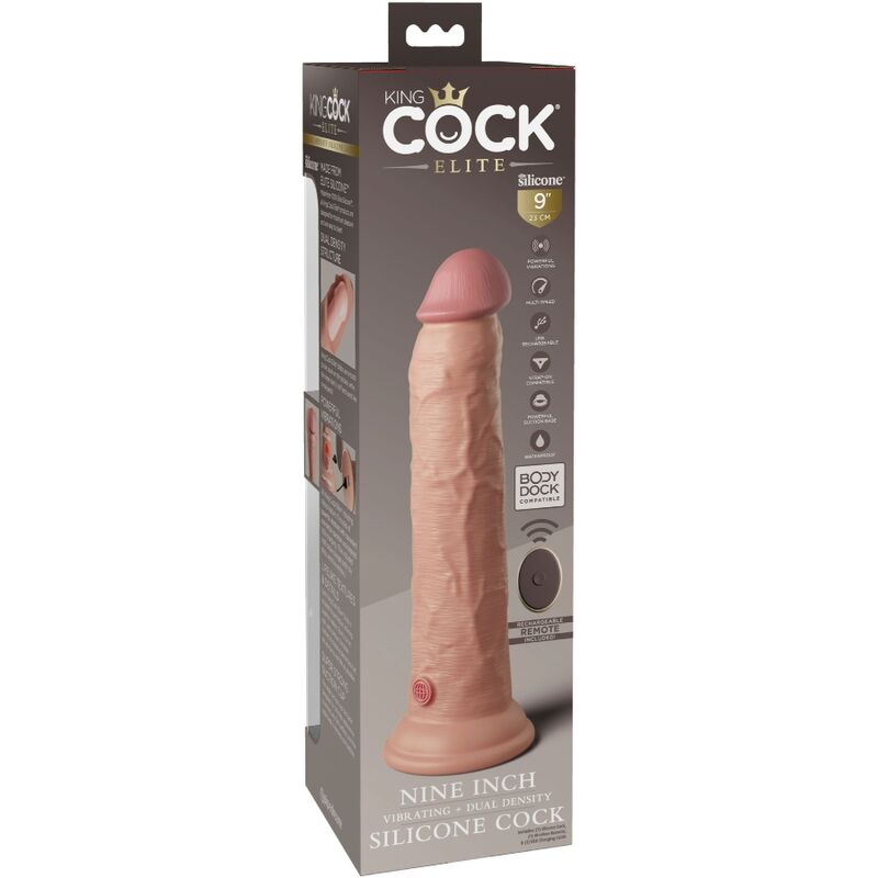 KING COCK - ELITE vibromasseur gode réaliste & télécommandé en silicone 23 cm