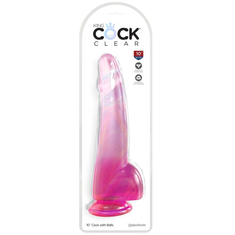 KING COCK - CLEAR gode translucide 19 cm rose