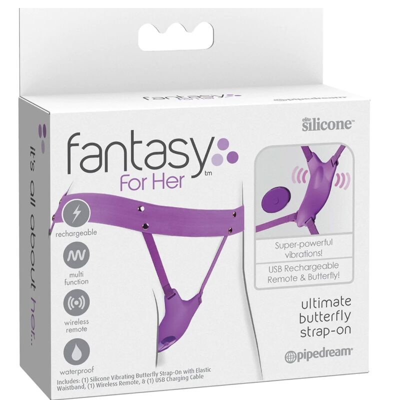 FANTASY FOR HER - harnais papillon vibrant, rechargeable & télécommandé violet