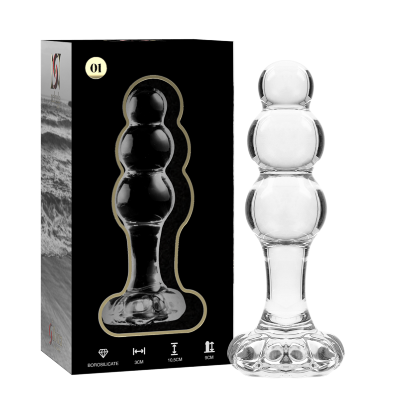 NEBULA IBIZA - n° 1 plug anal en verre borosilicate transparent 10.5 cm -o- 3 cm