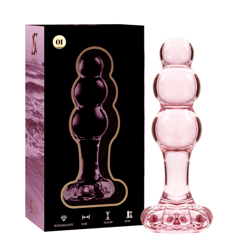 NEBULA IBIZA - n° 1 plug anal en verre borosilicate transparent 10.5 cm -o- 3 cm