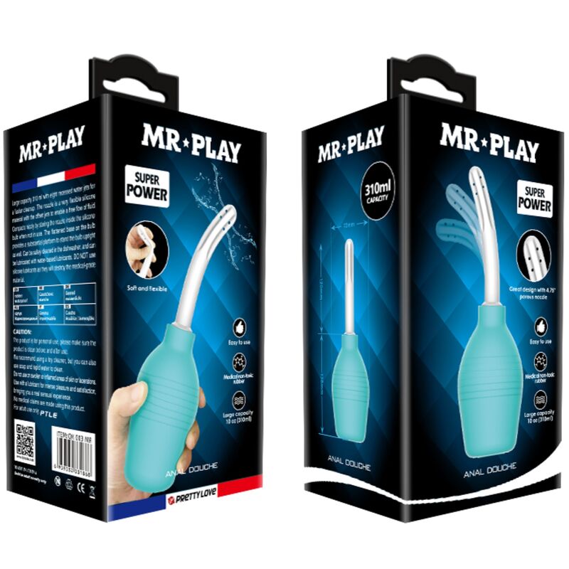 MR PLAY - douche en caoutchouc bleu poire anal