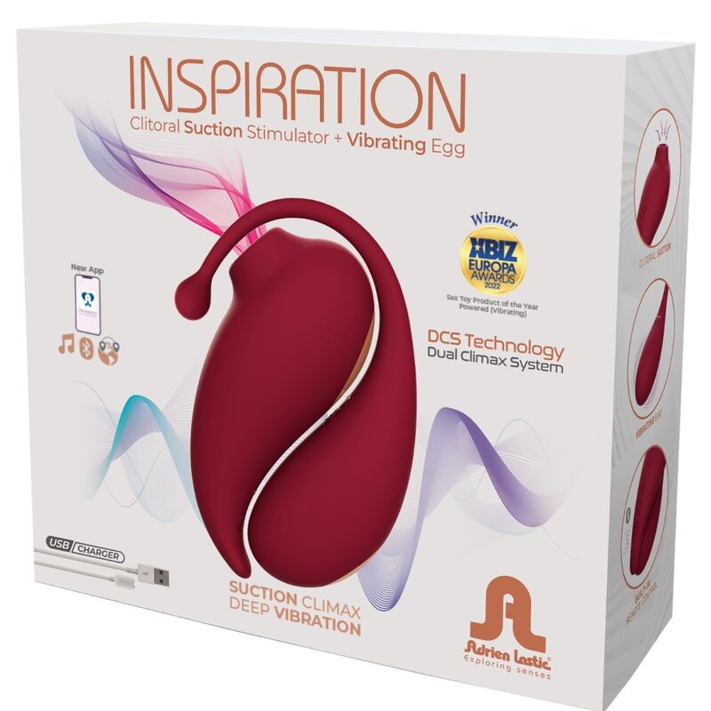 ADRIEN LASTIC – INSPIRATION succion de clitoris + oeuf vibrant rouge avec appli