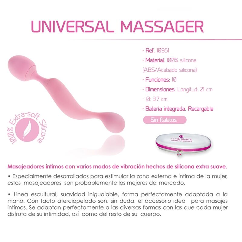 FEMINTIMATE - vibromasseur universel en silicone rose