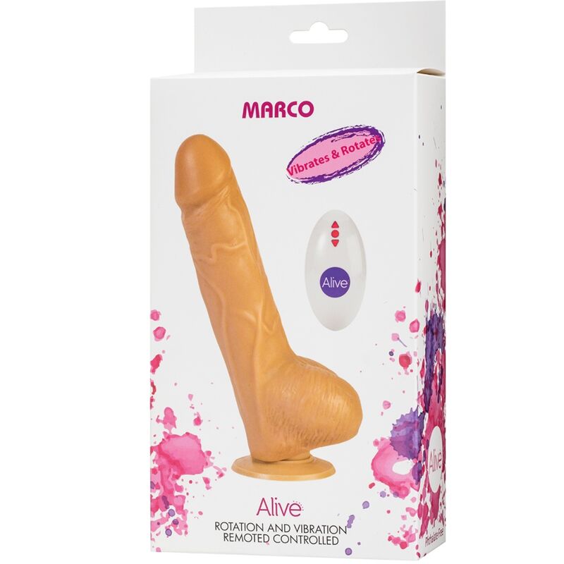 ALIVE - vibromasseur & avec rotation de pénis réaliste MARCO télécommandé 19 cm