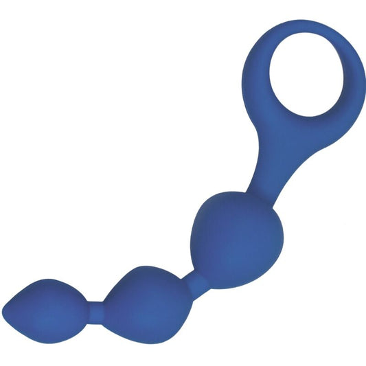 ALIVE - sonde anal perlée en silicone bleu TRIBALL 15 cm