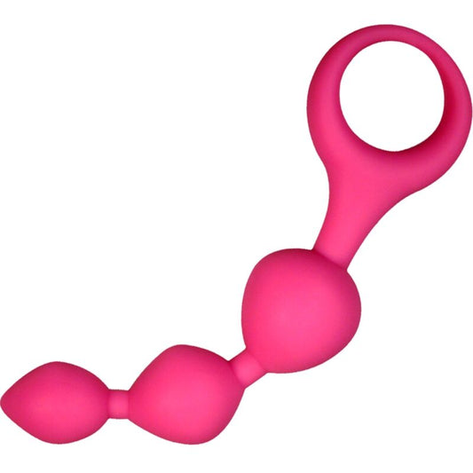 ALIVE - sonde anal perlée en silicone rose TRIBALL 15 cm