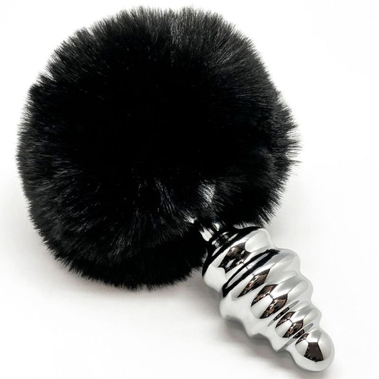 ALIVE - ANAL PLEASURE plug anal en métal torsadé avec pompom noir taille L