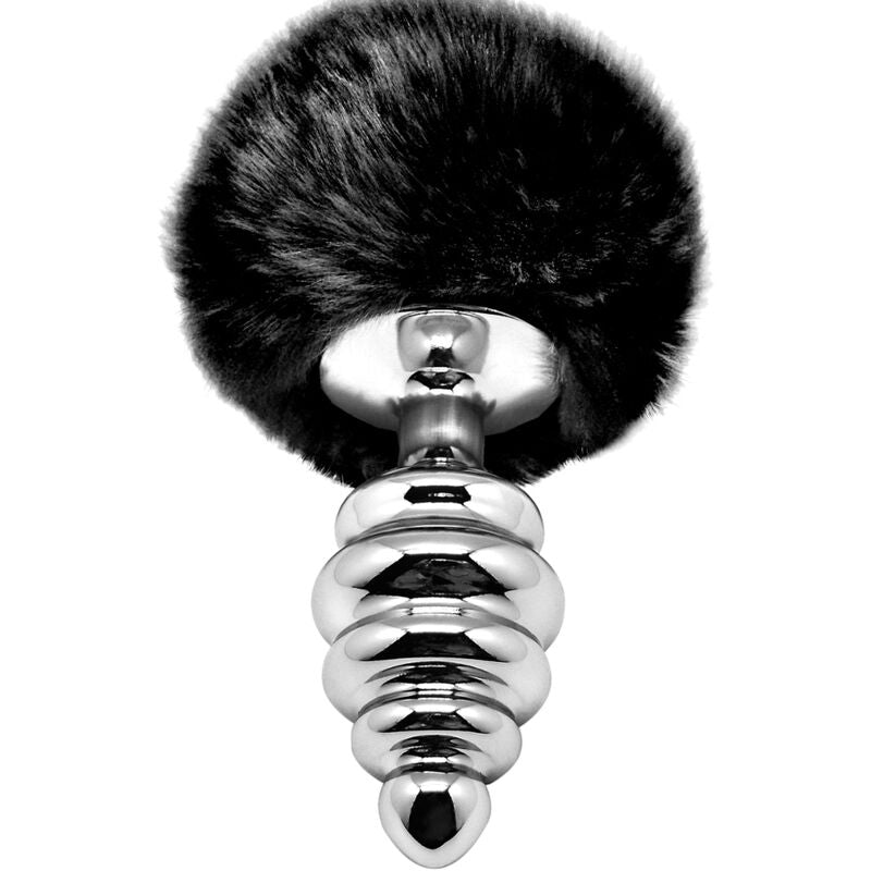 ALIVE - ANAL PLEASURE plug anal en métal torsadé avec pompom noir taille M