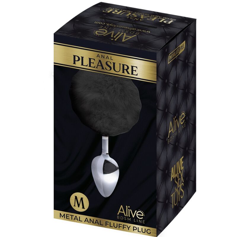 ALIVE - ANAL PLEASURE plug anal en métal torsadé avec pompom noir taille M