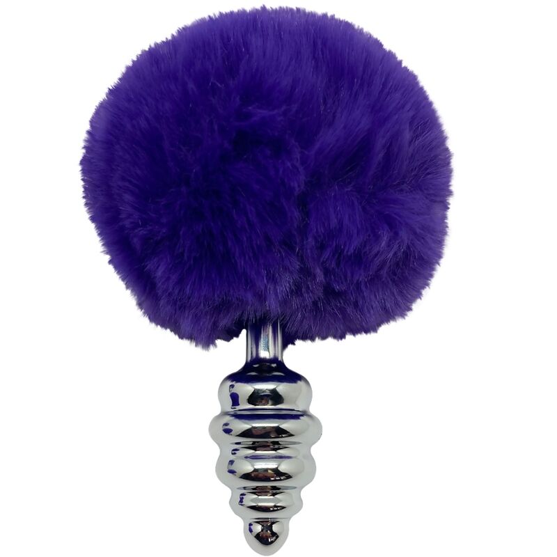 ALIVE - ANAL PLEASURE plug anal en métal torsadé avec pompom violet foncé taille L