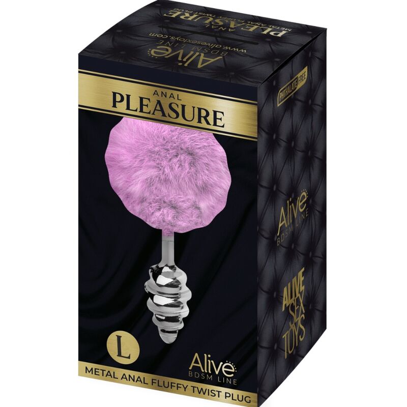 ALIVE - ANAL PLEASURE plug anal en métal torsadé avec pompom violet taille L