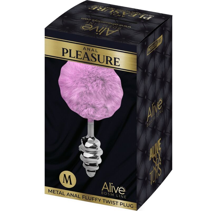 ALIVE - ANAL PLEASURE plug anal en métal torsadé avec pompom violet taille M