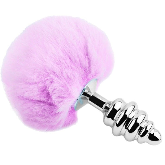 ALIVE - ANAL PLEASURE plug anal en métal torsadé avec pompom violet taille L