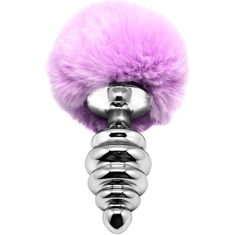 ALIVE - ANAL PLEASURE plug anal en métal torsadé avec pompom violet taille L