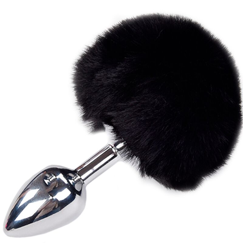 ALIVE - ANAL PLEASURE plug anal en métal lisse avec pompom noir taille M