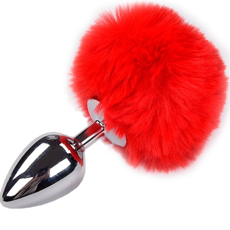 ALIVE - ANAL PLEASURE plug anal en métal lisse avec pompom rouge taille L