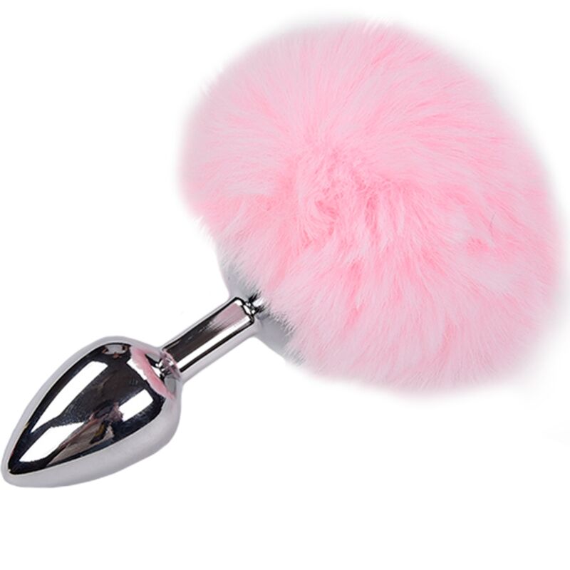 ALIVE - ANAL PLEASURE plug anal en métal lisse avec pompom rose taille M