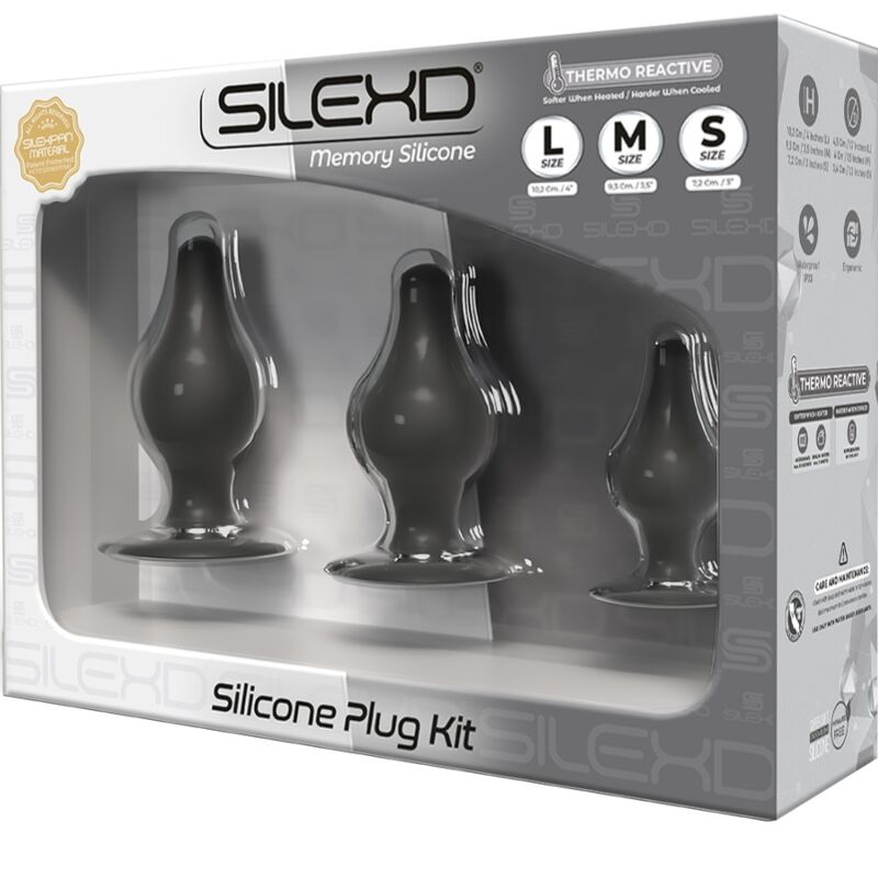 SILEXD - kit plug anal premium SILEXPAN silicone thermoreactif taille S/m/l