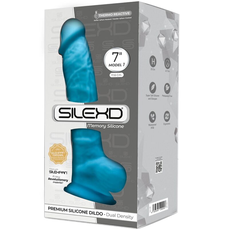 SILEXD - modèle 1 pénis réaliste premium SILEXPAN silicone bleu 17.5 cm