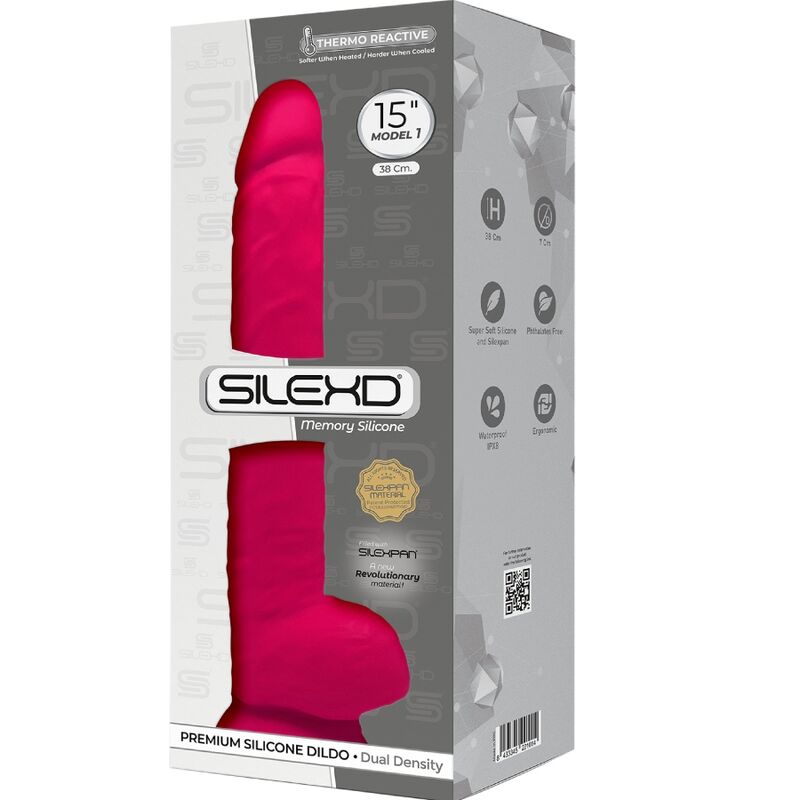 SILEXD - modèle 1 pénis réaliste premium SILEXPAN silicone fuchsia 38 cm